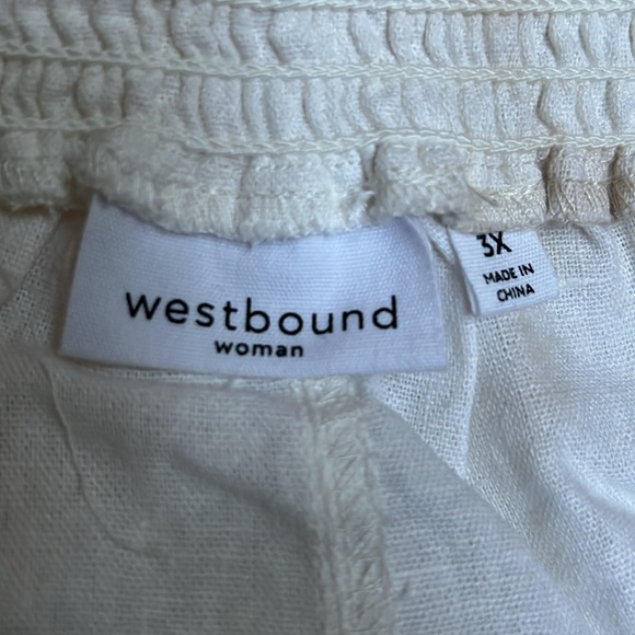 Westbound woman White The ISLAND Crop Pull-On Mid Rise Wide Leg Drawstring Pant - Picture 4 of 10